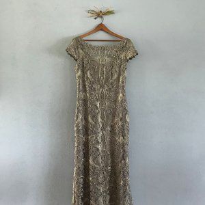 Tadashi Shoji Golden Lace Gown